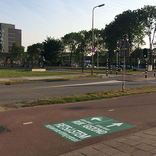 Straatsticker Fietsroute aanduiding Utrecht